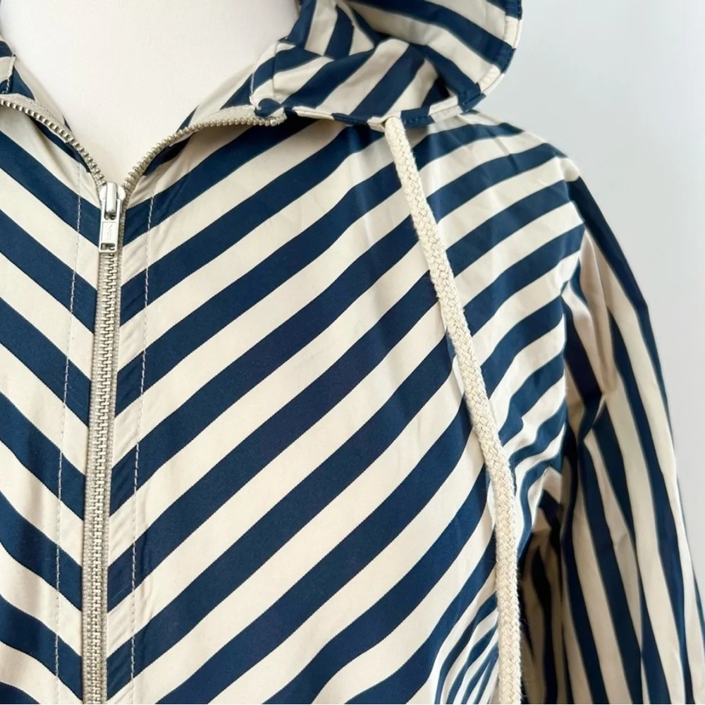 KULE Navy Striped Nylon Windbreaker Jacket L - Picture 2 of 4